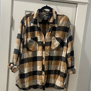 Natural Reflections Plaid Flannel Cream and Black 3X